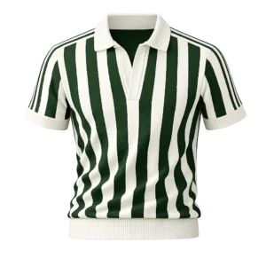 striped cotton knit polo shirt