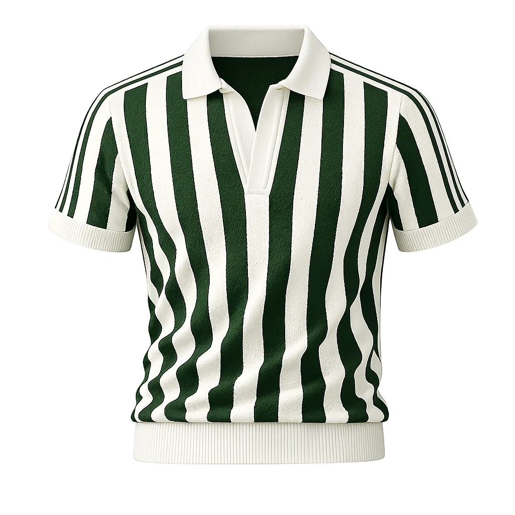 striped cotton knit polo shirt striped cotton knit polo shirt