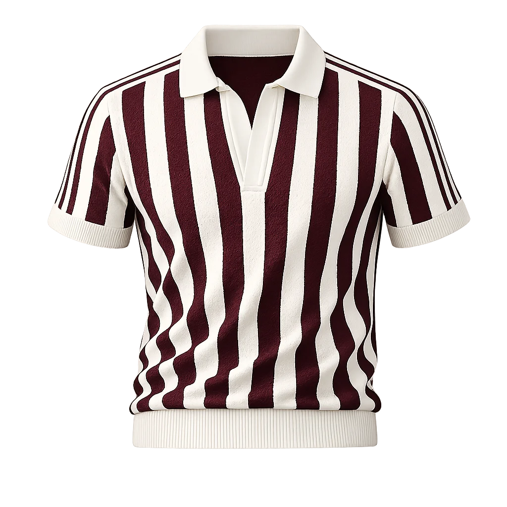 striped cotton knit polo shirt striped cotton knit polo shirt